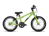 Frog 44 first pedal kids bike in green, side view on a white background