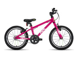 Frog 44 first pedal kids bike in pink, side view on a white background