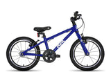 Frog 44 first pedal kids bike in blue, side view on a white background