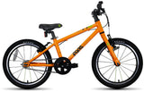 Frog 47 first pedal kids bike in orange, side view on a white background