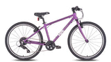 Frog 61 hybrid kids bike in metallic purple, side view on a white background