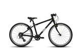 Frog 61 hybrid kids bike in black, side view on a white background