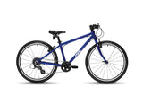 Frog 61 hybrid kids bike in navy blue, side view on a white background