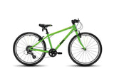Frog 61 hybrid kids bike in green, side view on a white background