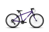 Frog 61 hybrid kids bike in purple, side view on a white background
