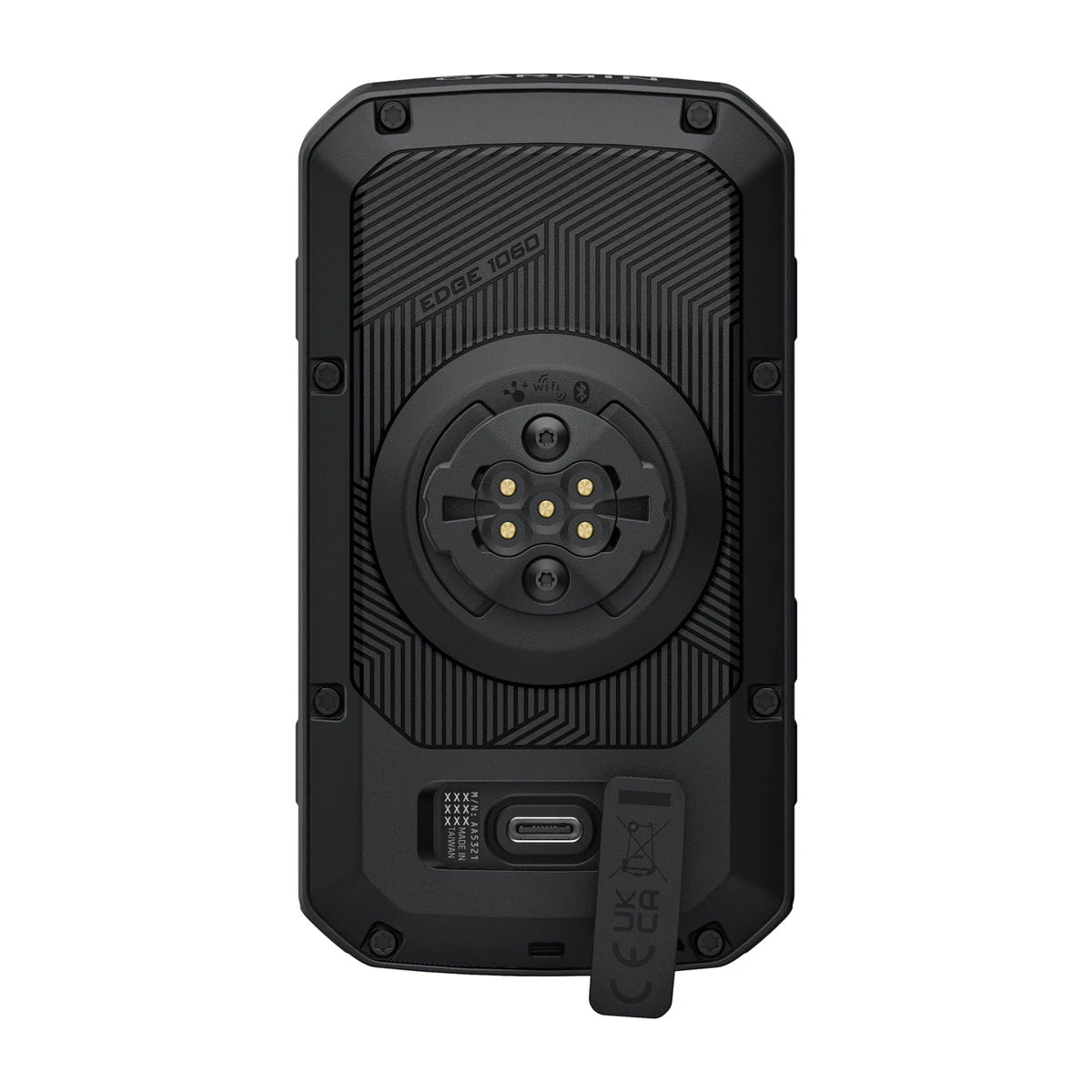Rear of the Garmin Edge 1060 showing the mount interface and the USB-C port