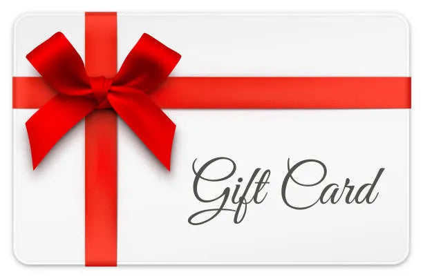 Gift card with red ribbon and bow design