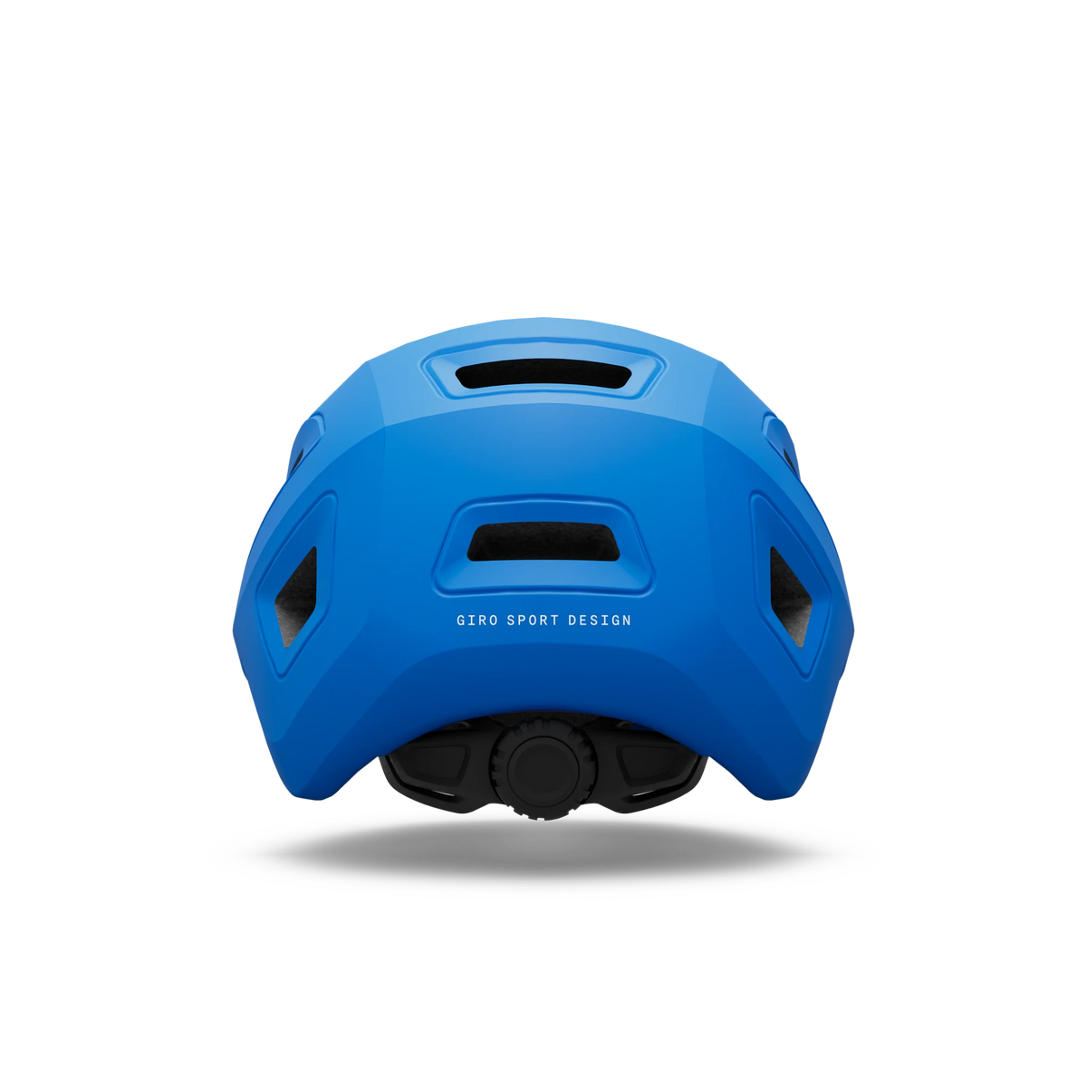 Giro Scamp II youth helmet in Blue Jewel, rear view showing the fit system dial
