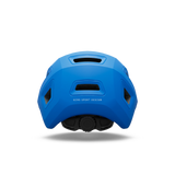 Giro Scamp II youth helmet in Blue Jewel, rear view showing the fit system dial