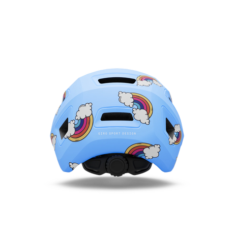 Giro Scamp II youth helmet in Multi Color, rear view showing the fit system dial