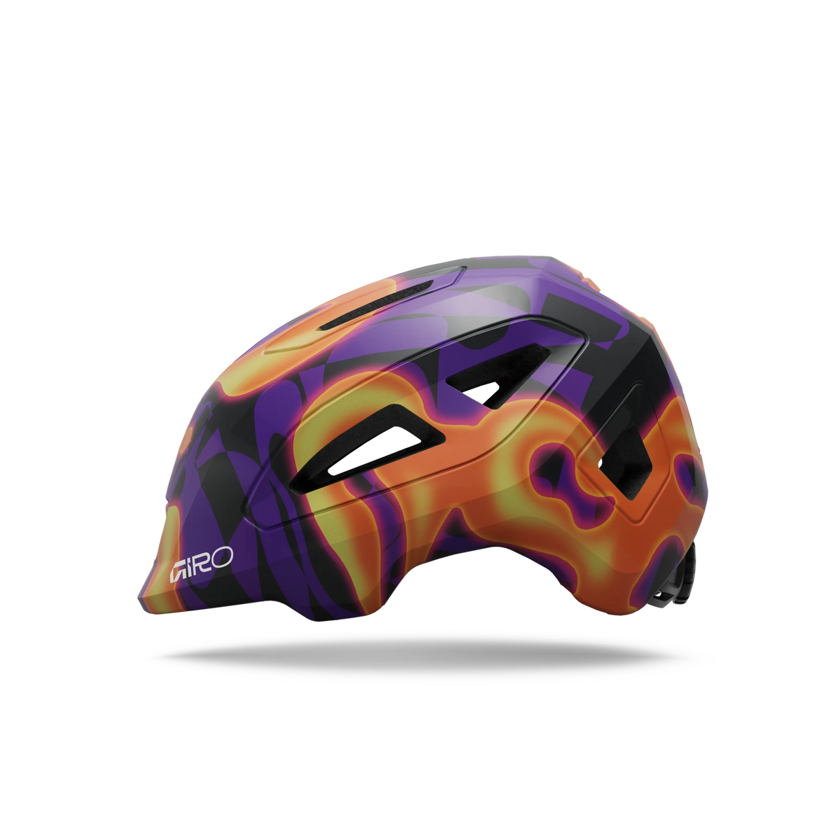 Giro Scamp II youth helmet in Purple Lava, profile view facing left
