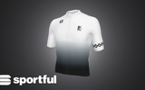 3D render of the 45th Anniversary Short Sleeve Mens Jersey front view, showing gradient fade and minimalist branding.