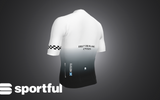 3D render of the 45th Anniversary Short Sleeve Mens Jersey back view with 'Billy Bilsland Cycles' text and Glasgow flag detail.