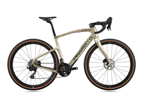 Altai Dust Pinarello Grevil F1 gravel bike, drive-side profile with Shimano GRX 610 and Fulcrum alloy wheels.