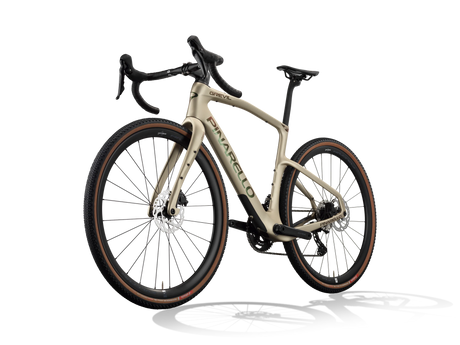 Altai Dust Pinarello Grevil F1 gravel bike from a front three-quarter angle, non-drive side.