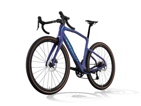 Patagonia Frost Pinarello Grevil F3 gravel bike from a front three-quarter angle, non-drive side.