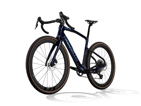 Lapland Sky Pinarello Grevil F5 gravel bike from a front three-quarter angle, non-drive side.