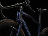 Lapland Sky Pinarello Grevil F5 frame detail showing the head tube, top tube and down tube logo.