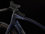 Top tube of the Lapland Sky Pinarello Grevil F5 with the Grevil logo, stem and handlebar.