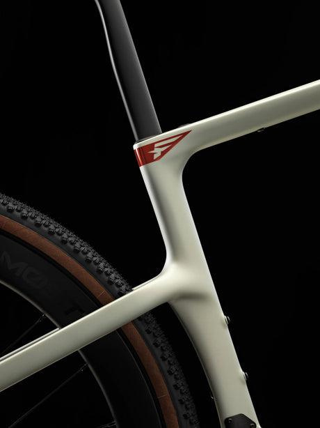Seat cluster of the Moab Amber Pinarello Grevil F7 where the top tube and seatstays meet the seat tube.