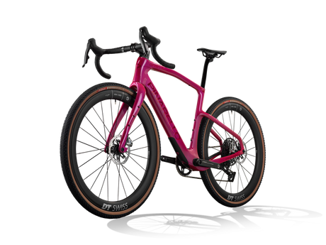 Lunar Bloom Pinarello Grevil F9 gravel bike from a front three-quarter angle, non-drive side.