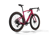 Lunar Bloom Pinarello Grevil F9 gravel bike from a rear three-quarter angle showing the rear derailleur and cassette.