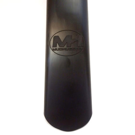 Close view of the tail of the Mudhugger Gravel Hugger rear mudguard with the moulded MH logo