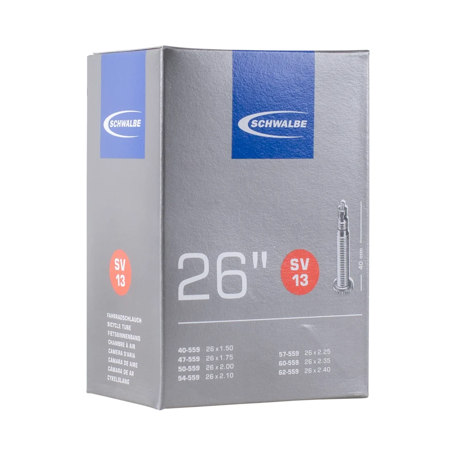 Schwalbe SV13 inner tube, 26 inch, Presta valve, in packaging