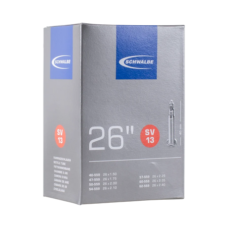 Schwalbe SV13 inner tube, 26 inch, Presta valve, in packaging