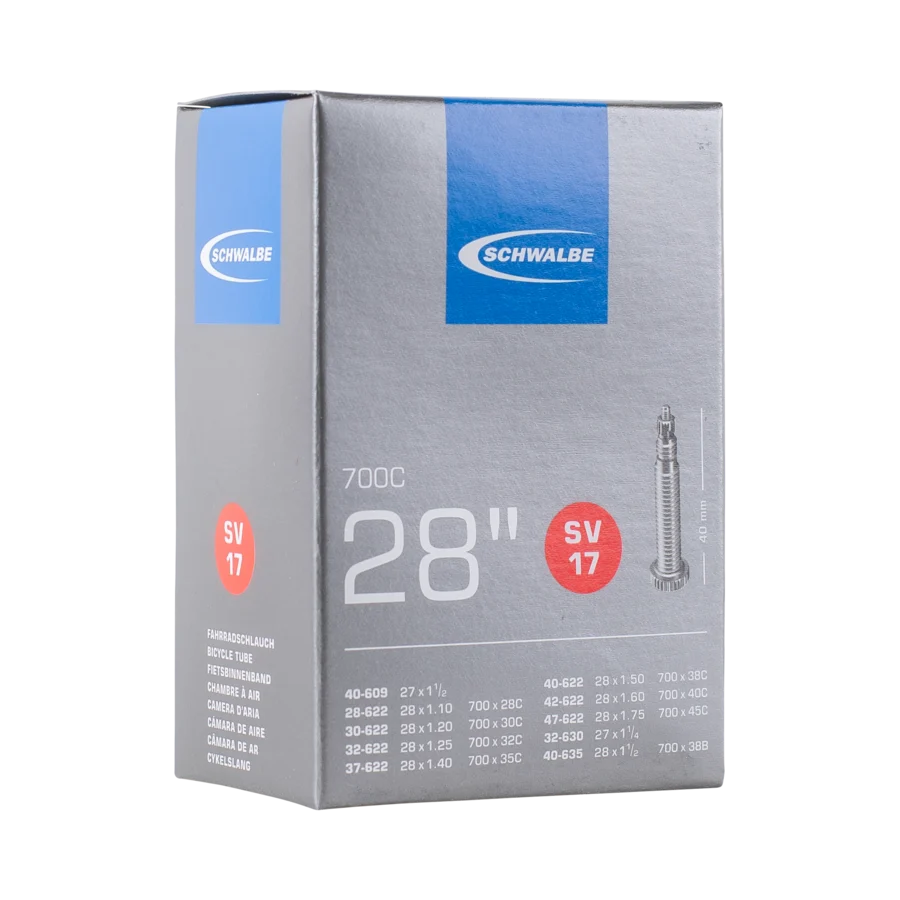 Schwalbe SV17 inner tube, 700c, Presta valve 60mm, in packaging