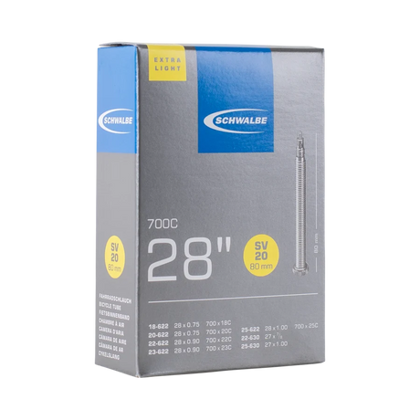 Schwalbe SV20 Extra Light inner tube, 700c, Presta valve 80mm, in packaging
