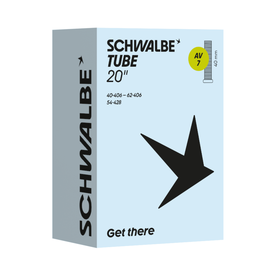 Schwalbe AV7 inner tube, 20 inch, Schrader valve 40mm, in packaging