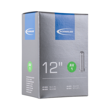 Schwalbe AV1 inner tube, 12 inch, Schrader valve, in packaging