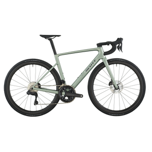 Green bicycle on a white background