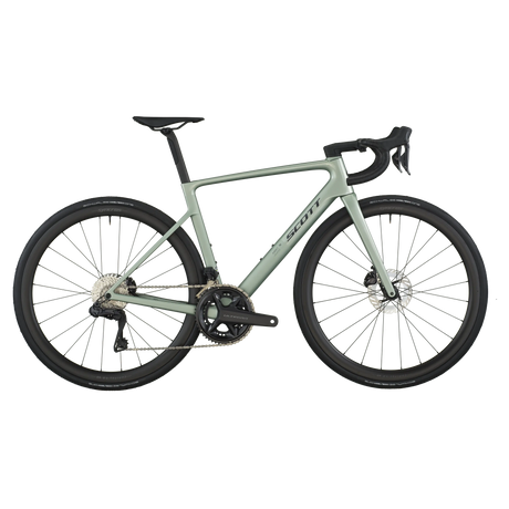 Green bicycle on a white background