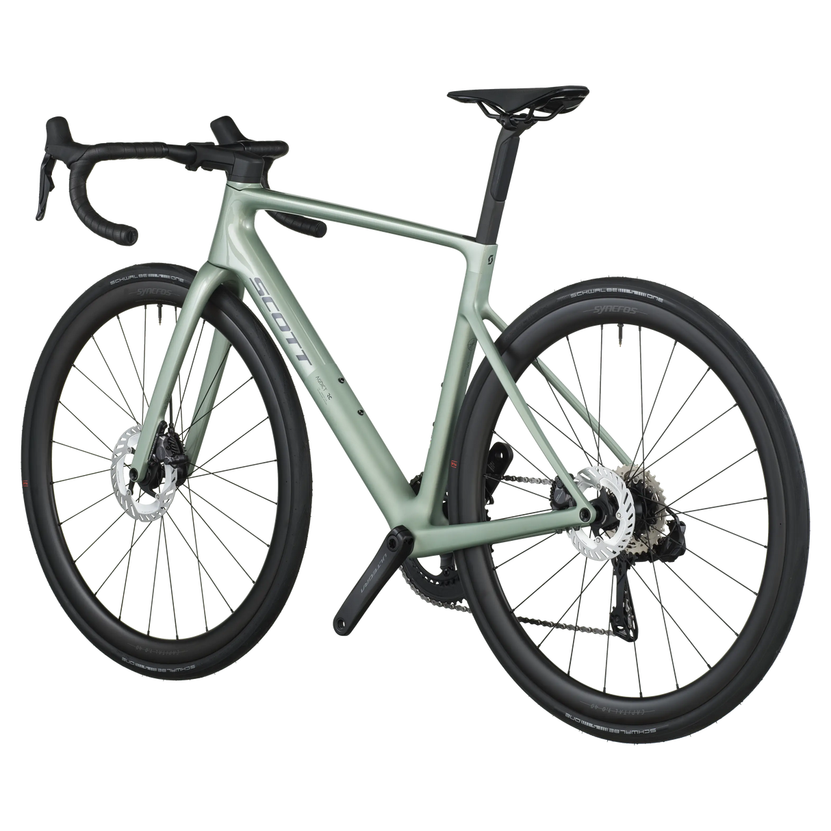 Green bicycle on a white background
