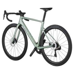 Green bicycle on a white background