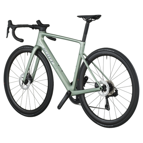 Green bicycle on a white background