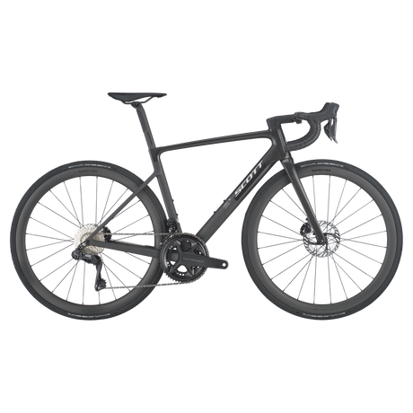 Black bicycle on a white background