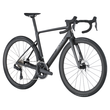 Black bicycle on a white background