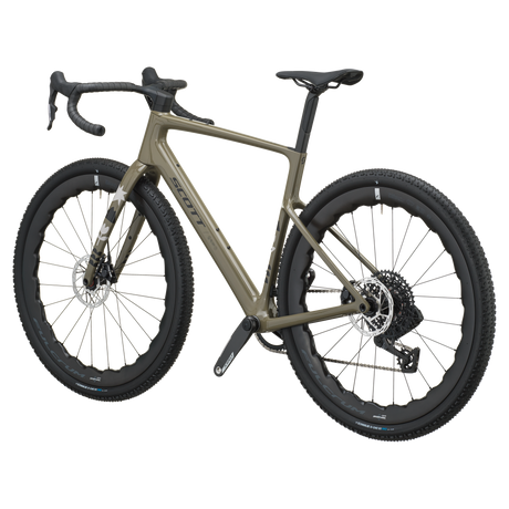 Scott Addict Gravel 10 2027 in lupine grey, rear three-quarter view