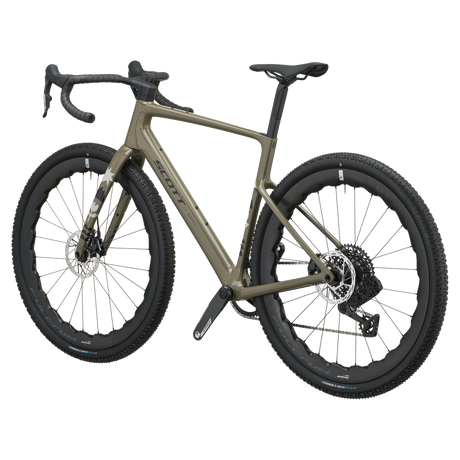 Scott Addict Gravel 10 2027 in lupine grey, rear three-quarter view