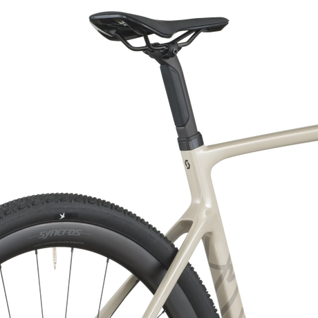 Close-up of a bicycle seat and frame on a white background