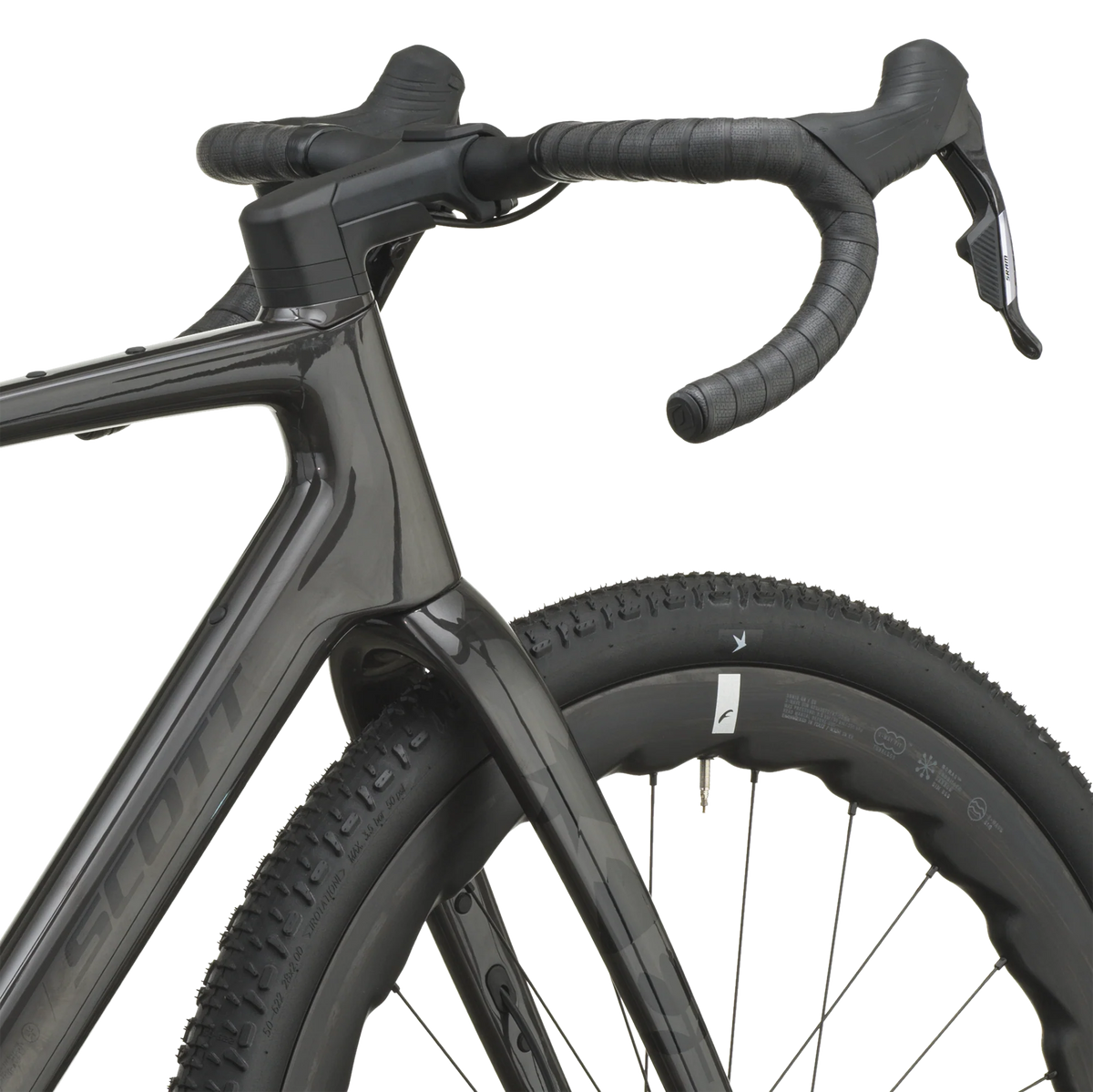 Scott Addict Gravel 20 2027 in watery black, head tube and fork crown