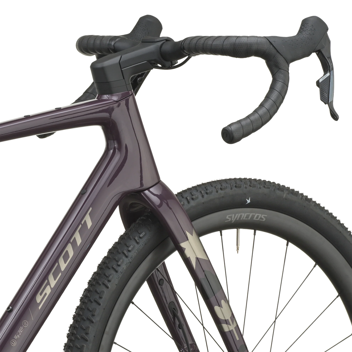 Scott Addict Gravel 30 2027 in mulberry purple, head tube and fork crown