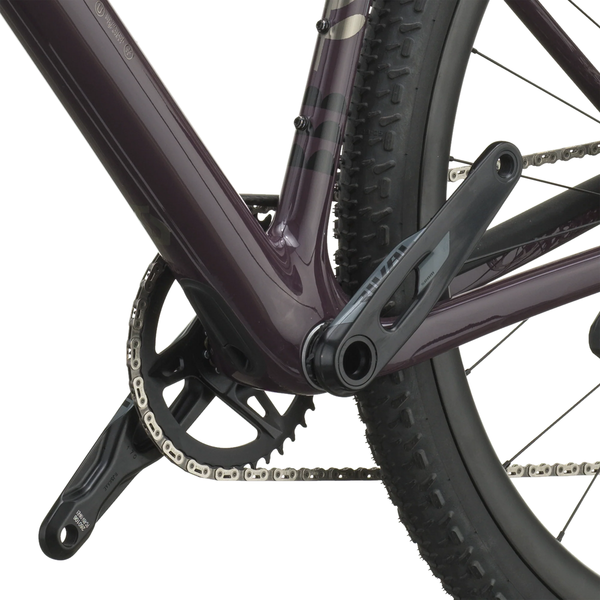 Scott Addict Gravel 30 2027 in mulberry purple, crankset and bottom bracket