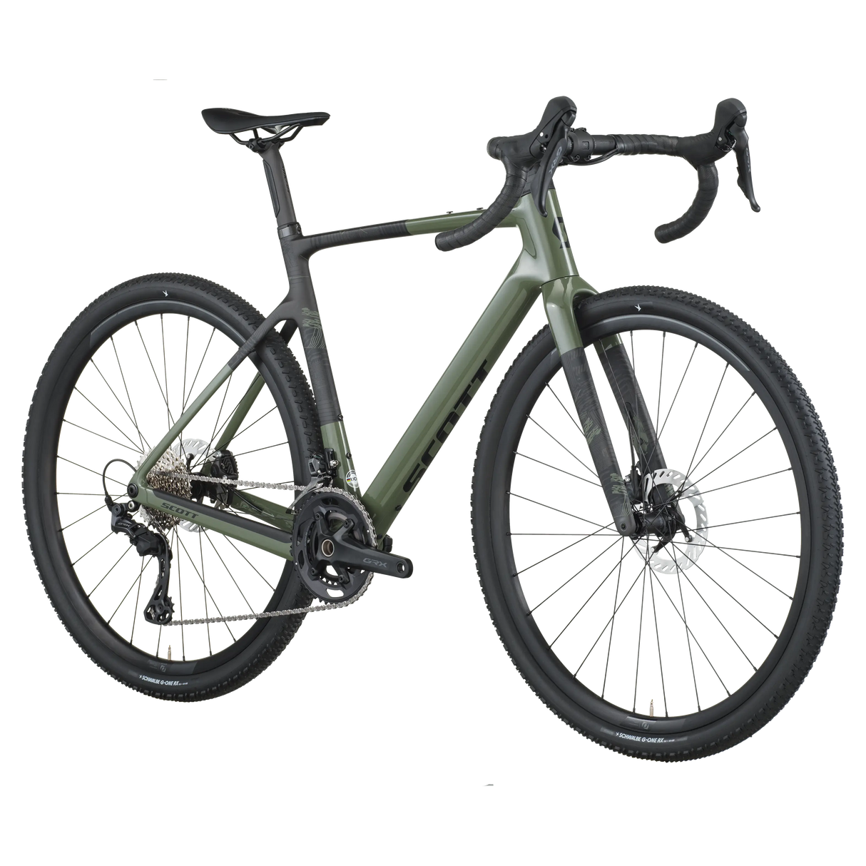 Green bicycle on a white background