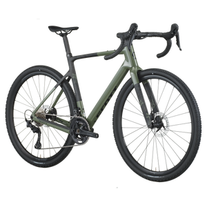 Green bicycle on a white background