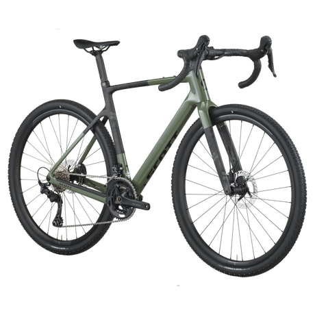 Green bicycle on a white background