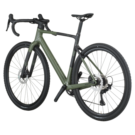 Green bicycle on a white background